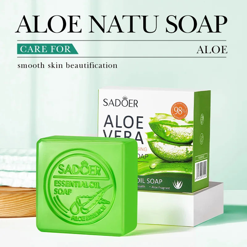 Aloe Vera Natural Facial Cleansing Soap – Handmade Essential Oil Face & Body Cleanser 100g