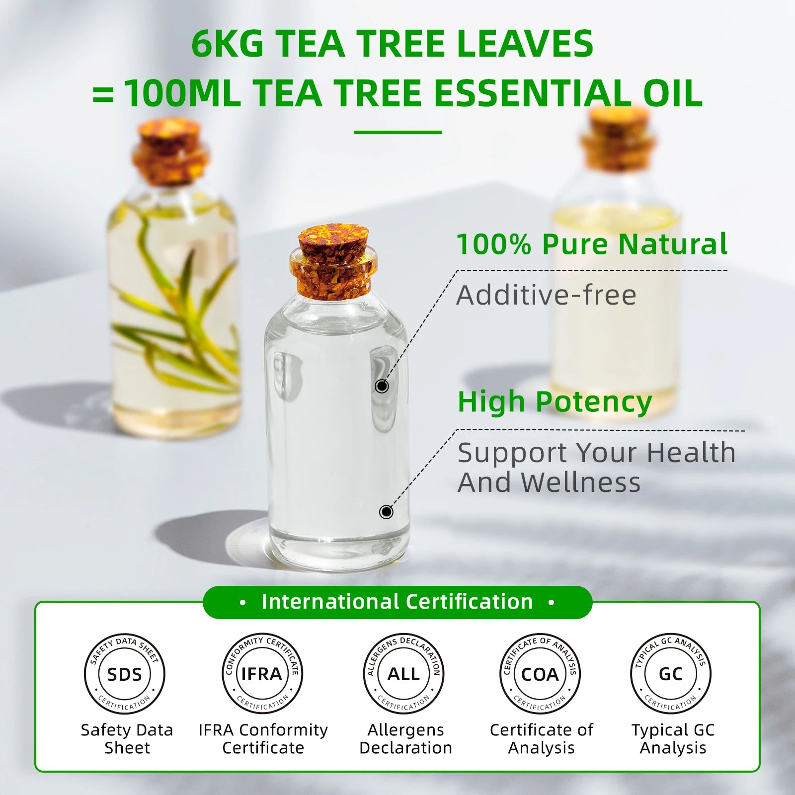 HIQILI Tea Tree Essential Oil 100ml – 100% Pure Steam Distilled Oil for Aromatherapy, Diffusers & Hair Care
