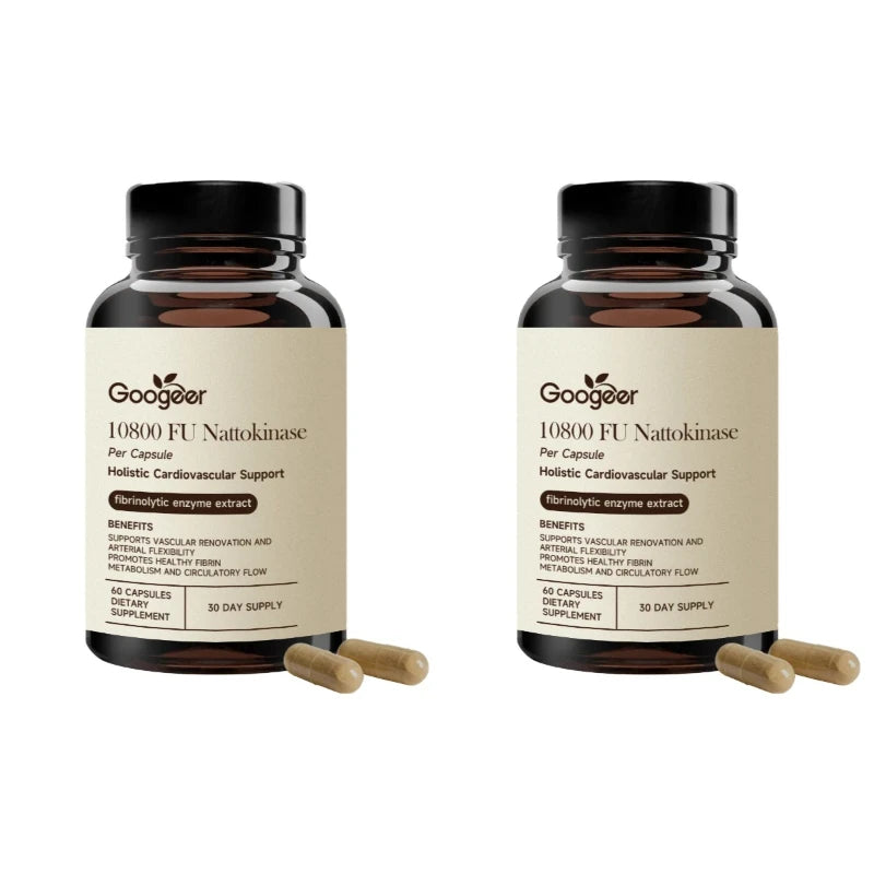 Nattokinase 10,800 FU Capsules with CoQ10 and Garlic Extract – 60 Capsules
