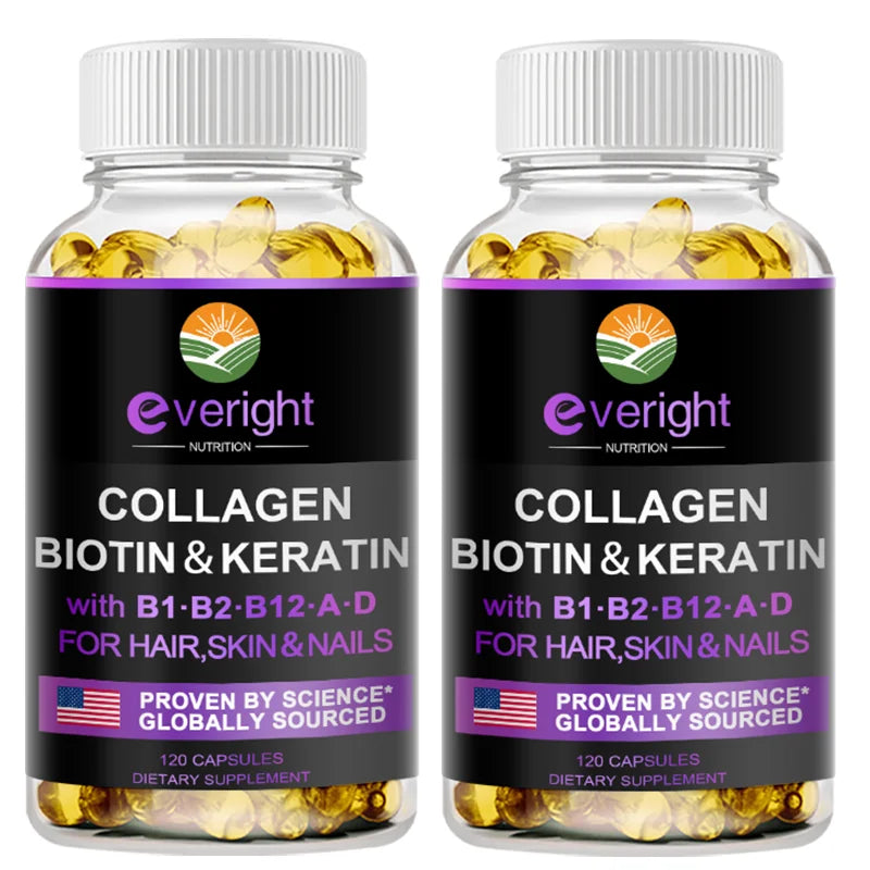 XMSJ Biotin Collagen Keratin & Hyaluronic Acid Capsules – Daily Hair, Skin & Nail Support