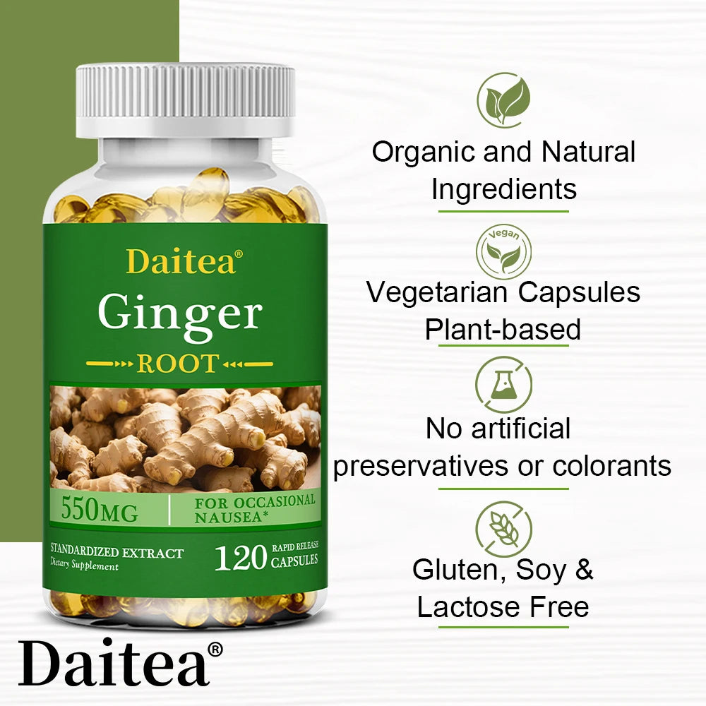 Ginger Root 500mg Capsules – High Absorption Digestive, Joint, Immune & Antioxidant Support Supplement (120 Capsules)