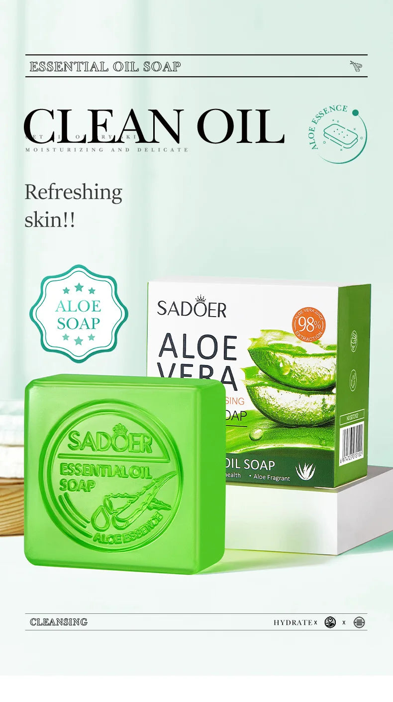 Aloe Vera Natural Facial Cleansing Soap – Handmade Essential Oil Face & Body Cleanser 100g