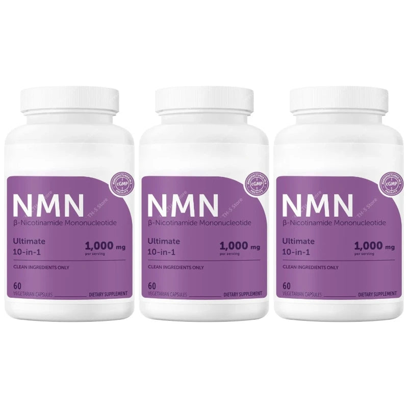 NMN Capsules 1000mg with Resveratrol, CoQ10 & Vitamin C – Vegan Daily Wellness Supplement, 120 Capsules
