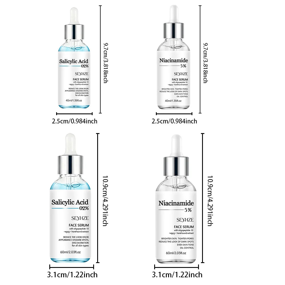 Salicylic Acid & Niacinamide Facial Serum Set – 2-Piece Skincare Duo for Hydration and Oil Control