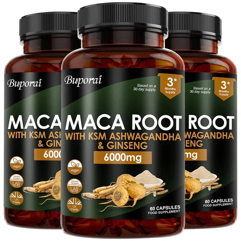 Maca Root Supplement with Ashwagandha & Ginseng – Energy, Mood & Endurance Support