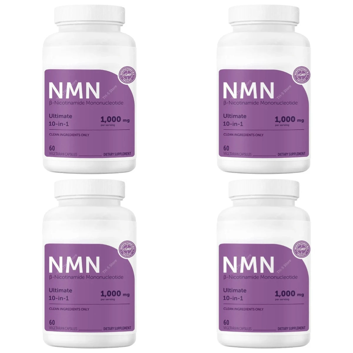 NMN Capsules 1000mg with Resveratrol, CoQ10 & Vitamin C – Vegan Daily Wellness Supplement, 120 Capsules