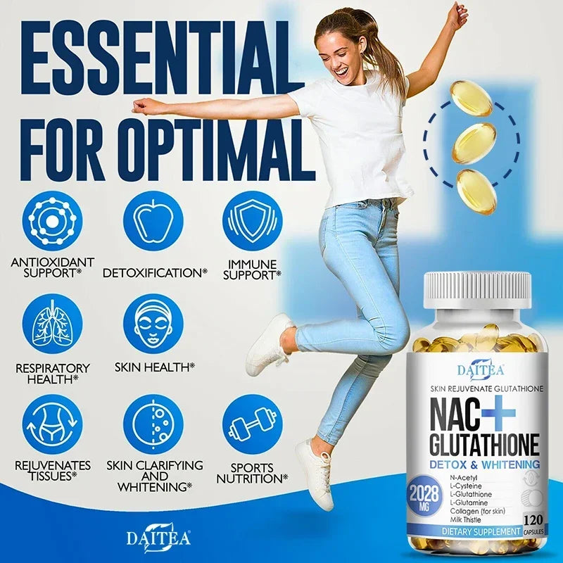DAITEA NAC + Glutathione Capsules – Antioxidant & Daily Cellular Wellness Supplement
