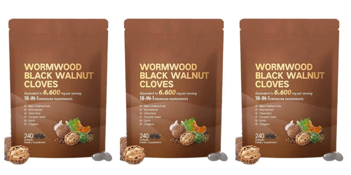 Wormwood, Black Walnut & Clove Herbal Capsules – 18-in-1 Blend with Pumpkin Seed, 240 Capsules