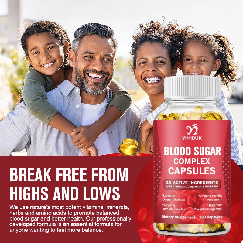 Yimiduk Blood Sugar Support Capsules with Cinnamon, Chromium & Mulberry | Metabolic & Immune Health Supplement | 60/120 Capsules
