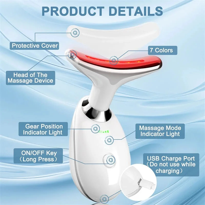 LED Face & Neck Massager – EMS, Vibration & Warm Therapy Skincare Device