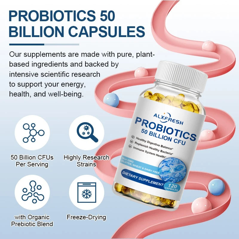 ALXFRESH Probiotic Capsules – Daily Digestive Health & Gut Wellness Supplement