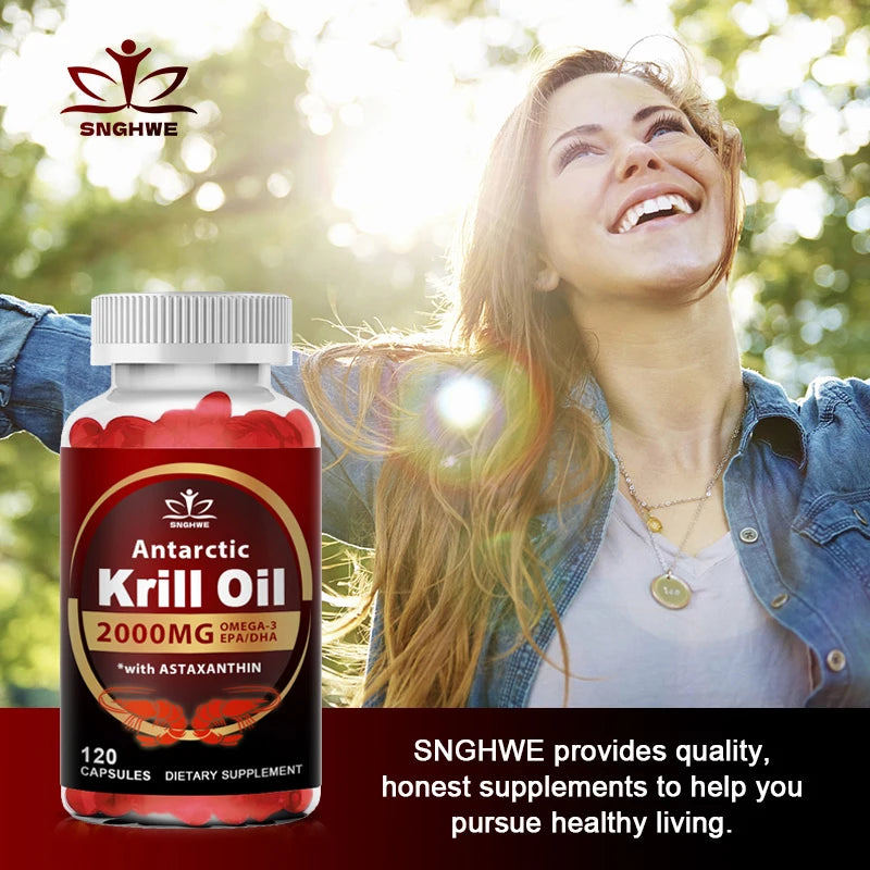 SNGHWE Krill Oil 2000mg Omega-3 Capsules – EPA, DHA & Astaxanthin for Heart, Brain & Joint Support