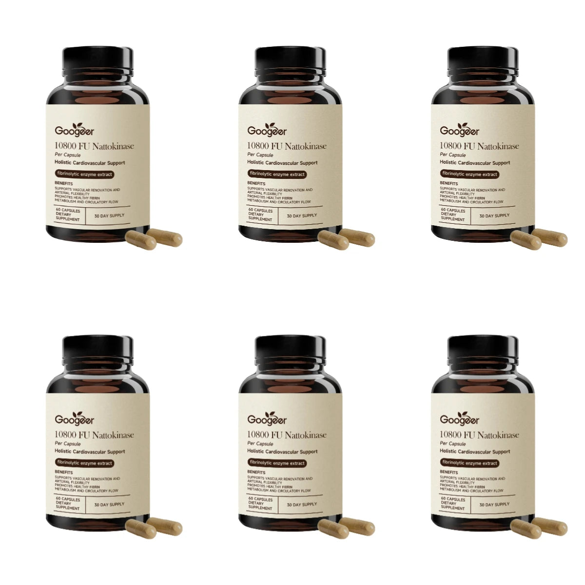 Nattokinase 10,800 FU Capsules with CoQ10 and Garlic Extract – 60 Capsules
