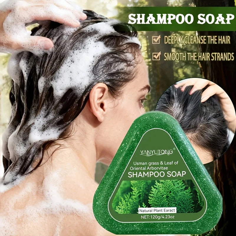 Usman Grass & Platycladus Herbal Shampoo Bar – Natural Shampoo Soap for Healthy Hair & Scalp Care 120g