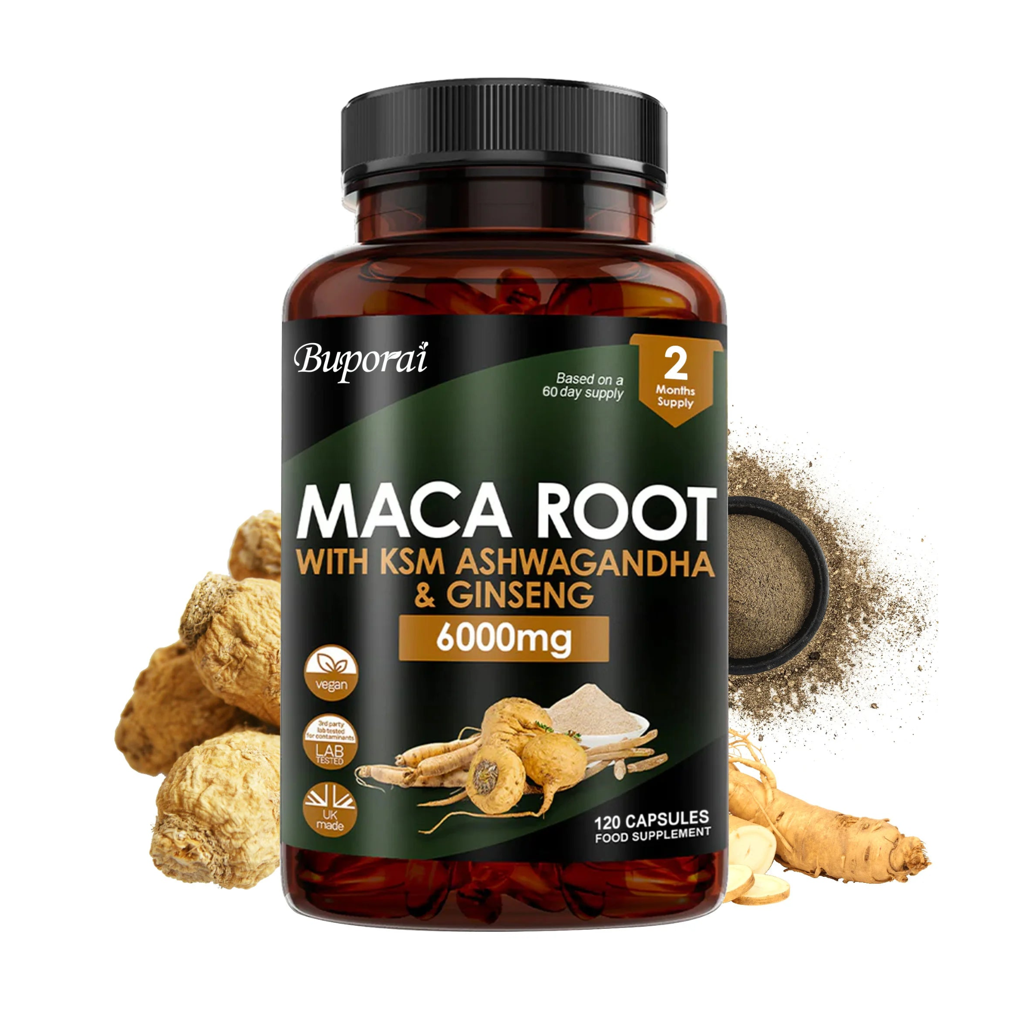 Maca Root Supplement with Ashwagandha & Ginseng – Energy, Mood & Endurance Support