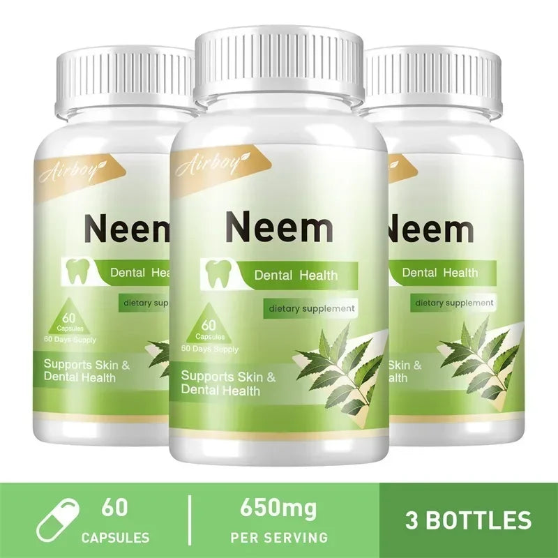 Neem Leaf Capsules – Organic Antioxidant, Immune, Skin & Digestive Health Support