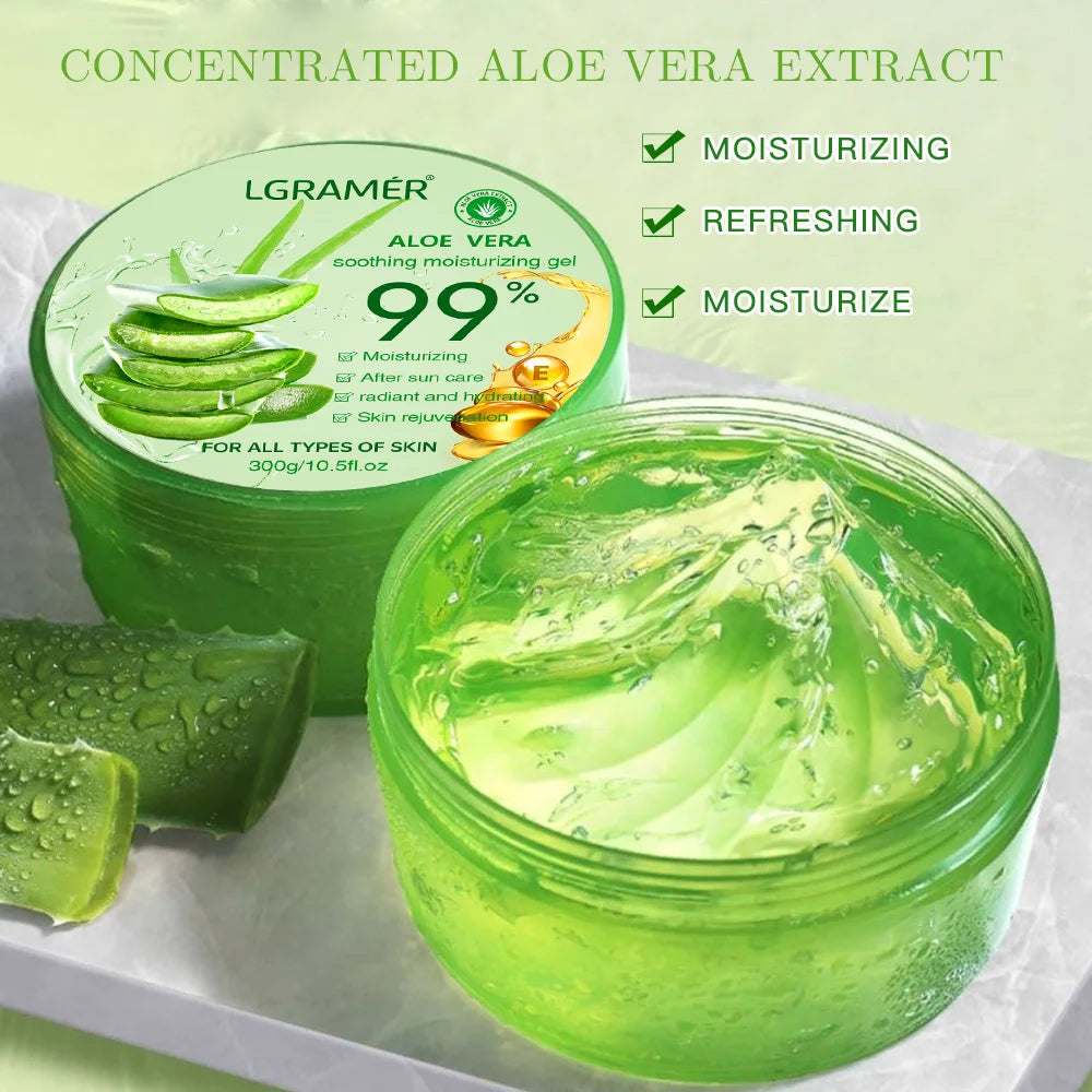 LGRAMER 99% Aloe Vera Gel – Deep Hydration & Moisturising Sleeping Mask 300g