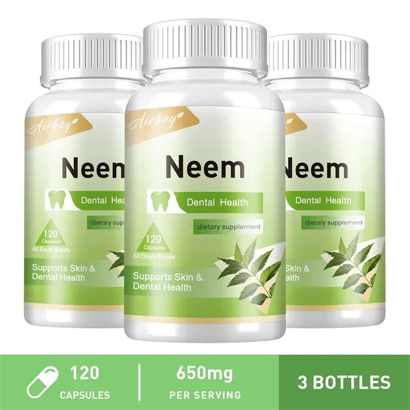 Neem Leaf Capsules – Organic Antioxidant, Immune, Skin & Digestive Health Support