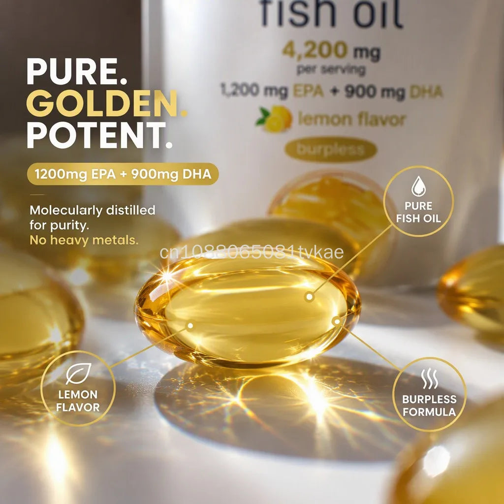 Omega-3 Fish Oil 4200mg Triple Strength – EPA 1200mg, DHA 900mg, Lemon Flavour, 240 Softgels