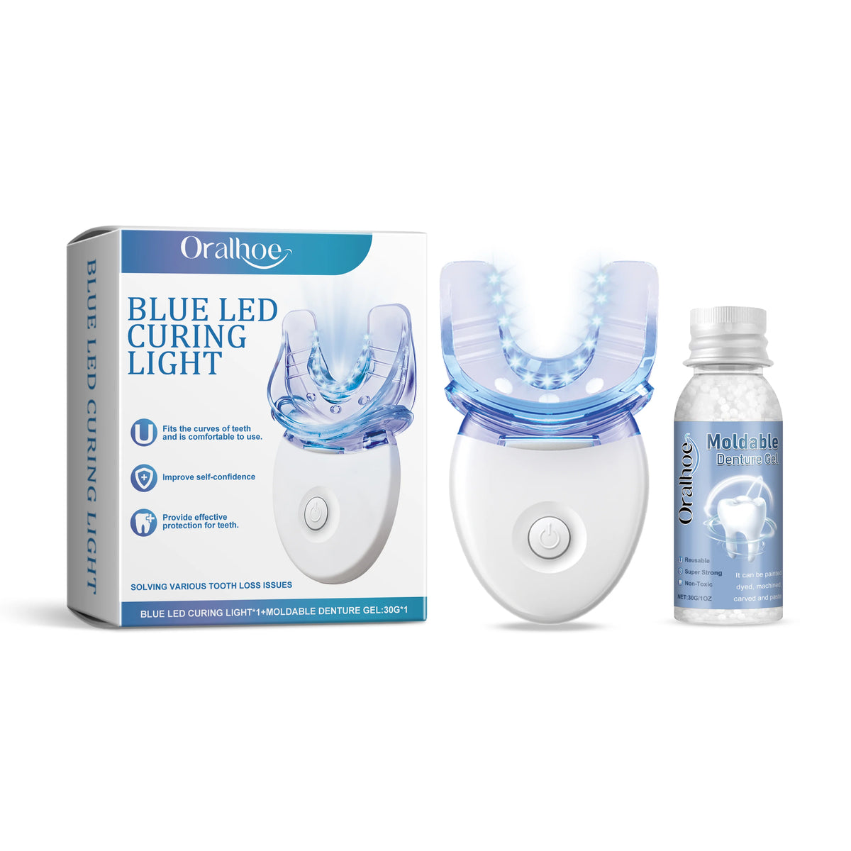 Portable Teeth Whitening & Dental Care Kit – Blue LED Light and Tooth Repair Accessories