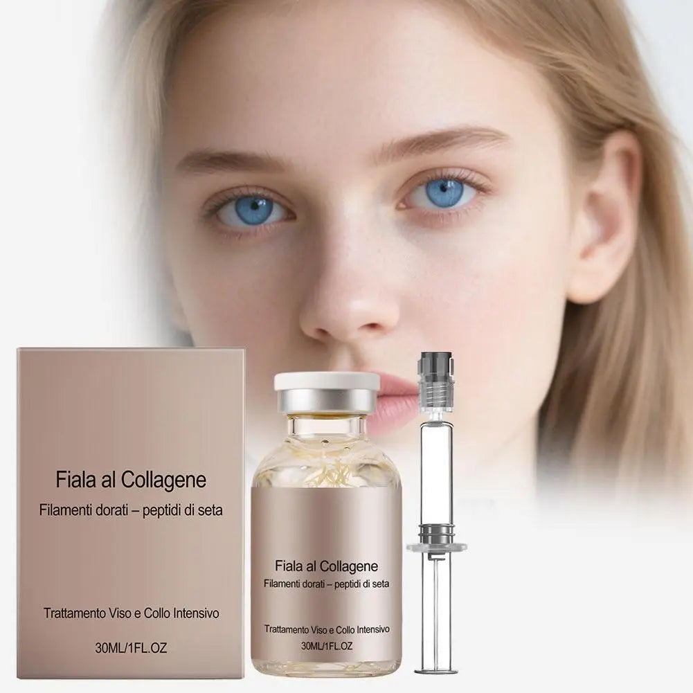Golden Thread Collagen Ampoule Serum 30ml – Hydrating Silk Peptide Facial Essence for Face & Neck