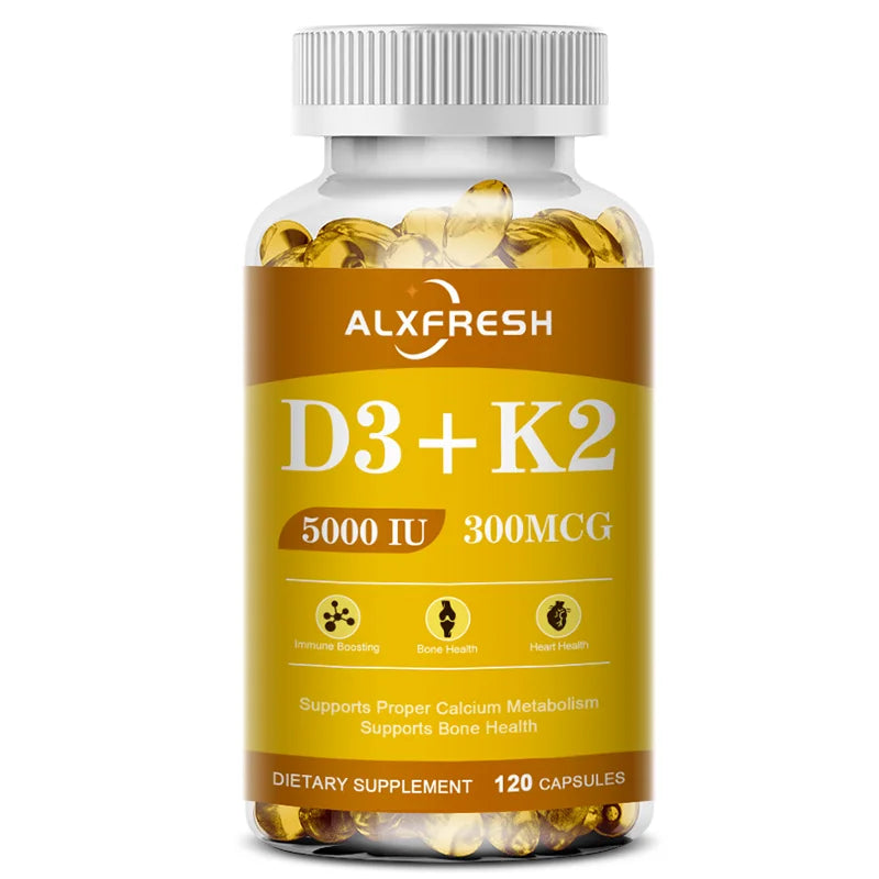 ALXFRESH Vitamin D3 + K2 Capsules – Bone, Calcium & Immune Support Supplement