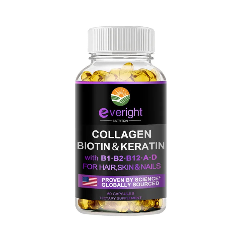 XMSJ Biotin Collagen Keratin & Hyaluronic Acid Capsules – Daily Hair, Skin & Nail Support