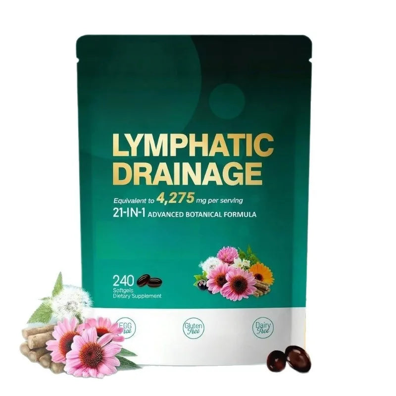 21-in-1 Herbal Lymphatic Support Softgels – Dandelion, Burdock & Turmeric Blend, 240 Softgels
