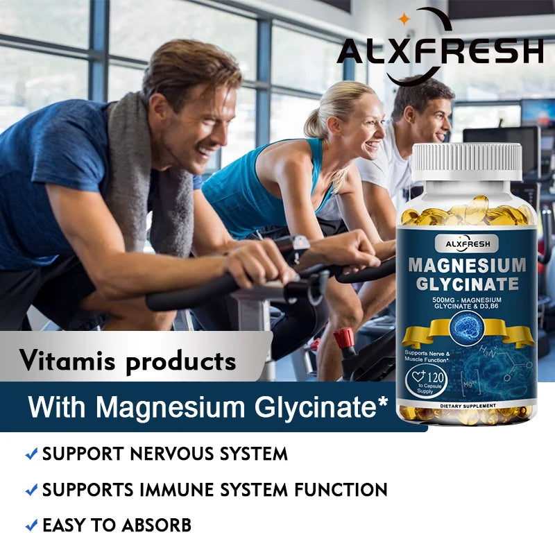 Magnesium Glycinate Supplement with Zinc, Vitamin D3 & Vitamin B6 – Muscle, Bone, Nervous System & Immune Support