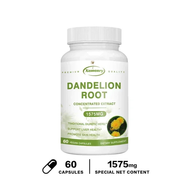 Xemenry Organic Dandelion Root Extract 1575mg Capsules – Daily Liver, Urinary & Immune Support