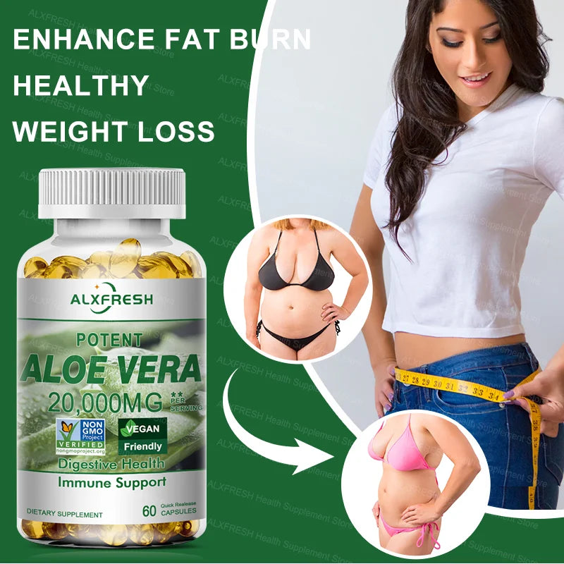 ALXFRESH Aloe Vera Capsules – Digestive Health & Daily Wellness Supplement