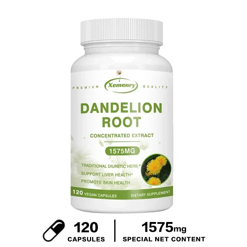 Xemenry Organic Dandelion Root Extract 1575mg Capsules – Daily Liver, Urinary & Immune Support