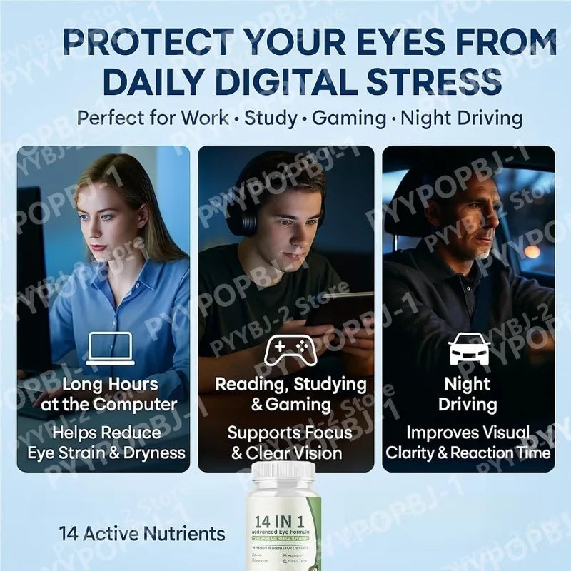 14-in-1 Eye Health Supplement Capsules – Astaxanthin, Lutein & Zeaxanthin for Daily Eye Wellness