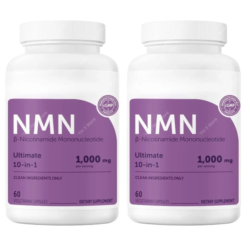 NMN Capsules 1000mg with Resveratrol, CoQ10 & Vitamin C – Vegan Daily Wellness Supplement, 120 Capsules