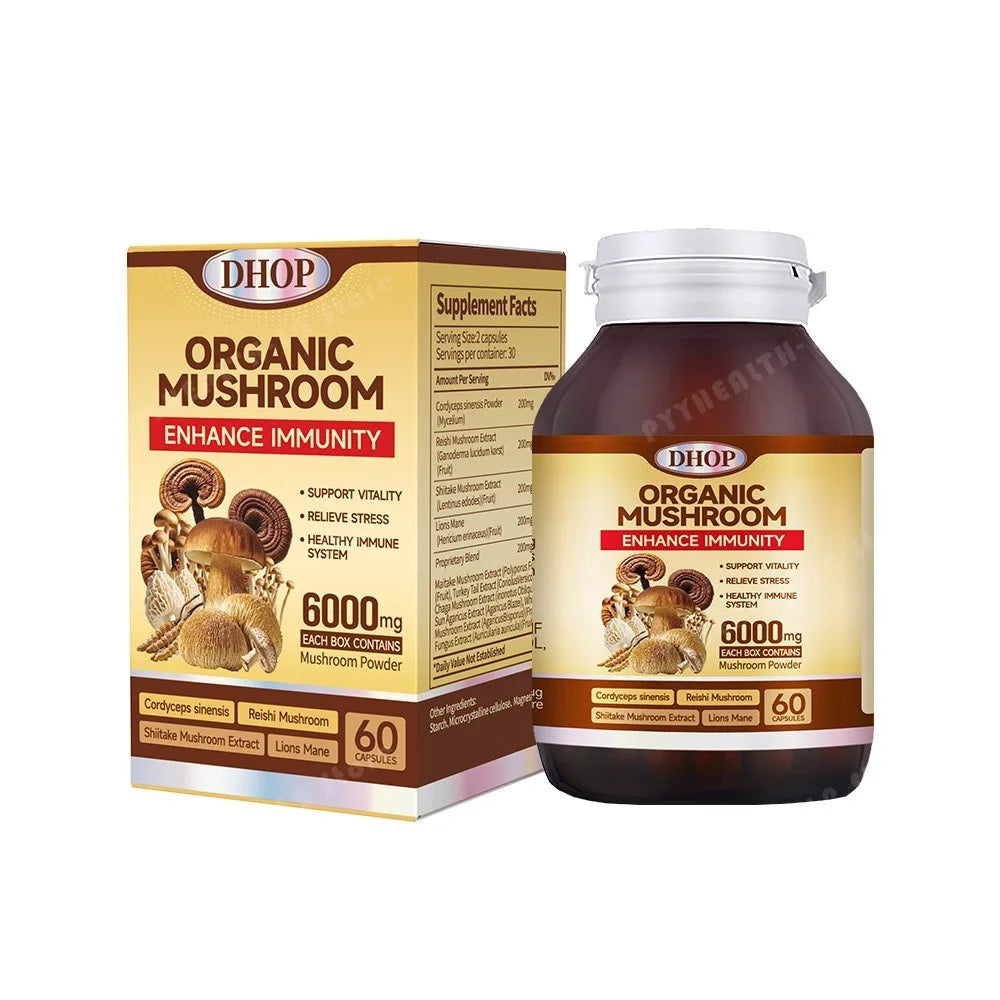 Mushroom Complex Capsules – Cordyceps, Reishi, Shiitake & Lion’s Mane Blend, 60 Capsules