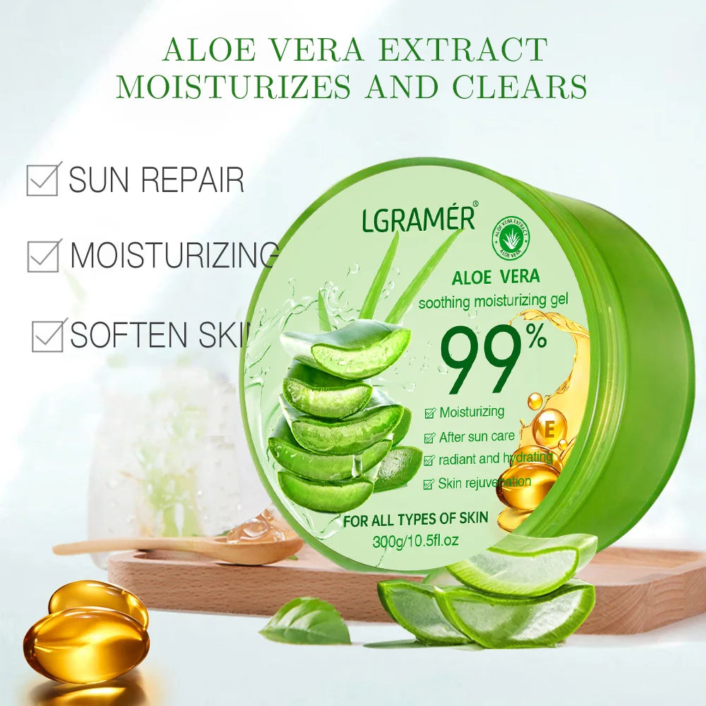 LGRAMER 99% Aloe Vera Gel – Deep Hydration & Moisturising Sleeping Mask 300g