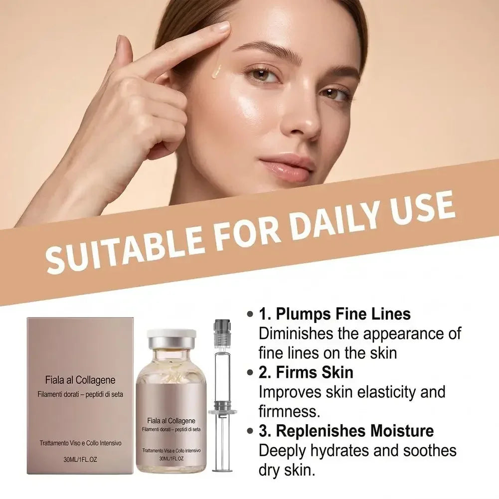 Collagen Silk Peptide Facial Serum 30ml – Hydrating Essence with Hyaluronic Acid for Smooth, Radiant-Looking Skin