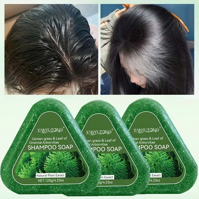 Usman Grass & Platycladus Herbal Shampoo Bar – Natural Shampoo Soap for Healthy Hair & Scalp Care 120g