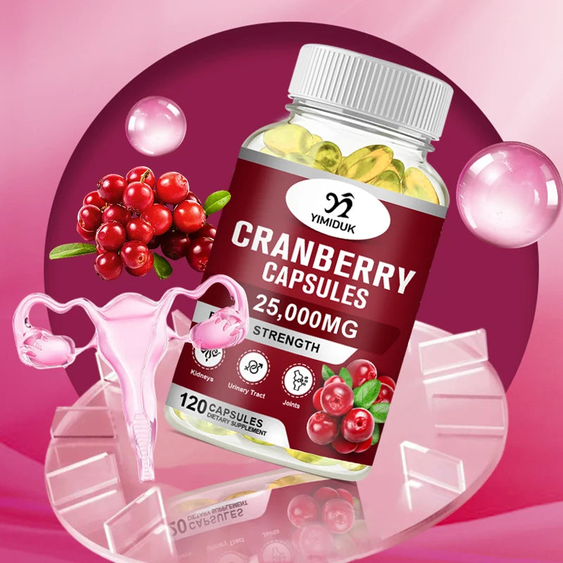 Organic Cranberry Capsules 25,000mg – Urinary Tract, Bladder, Kidney & Immune Health Support | 120 Capsules