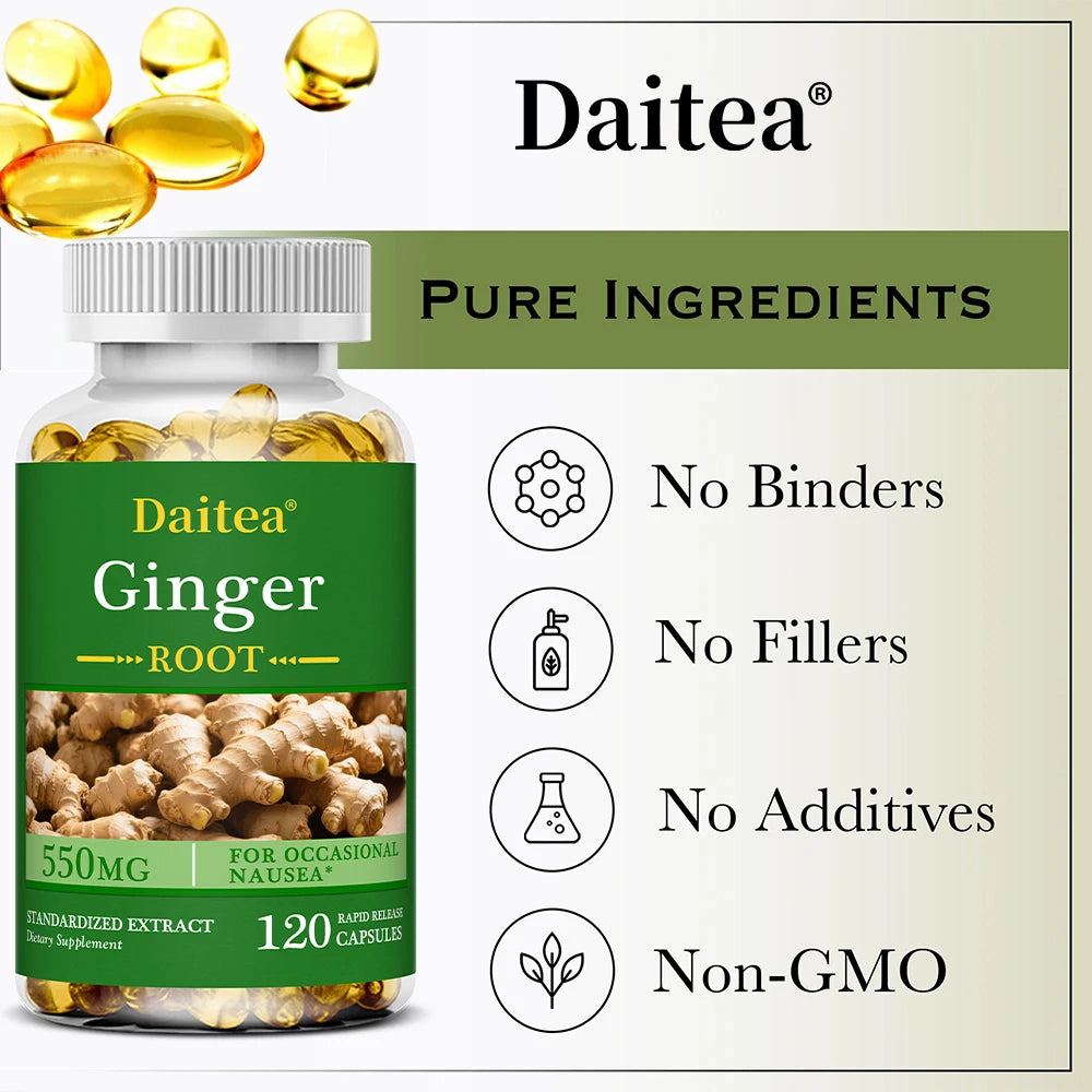 Ginger Root 500mg Capsules – High Absorption Digestive, Joint, Immune & Antioxidant Support Supplement (120 Capsules)