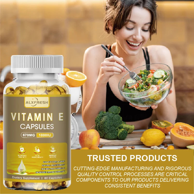 ALXFRESH Vitamin E 670 mg (1000 IU) Capsules – Antioxidant & Daily Wellness Supplement