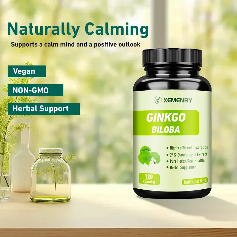 Xemenry Ginkgo Biloba Capsules – Daily Brain & Cognitive Health Supplement for Focus & Memory Support