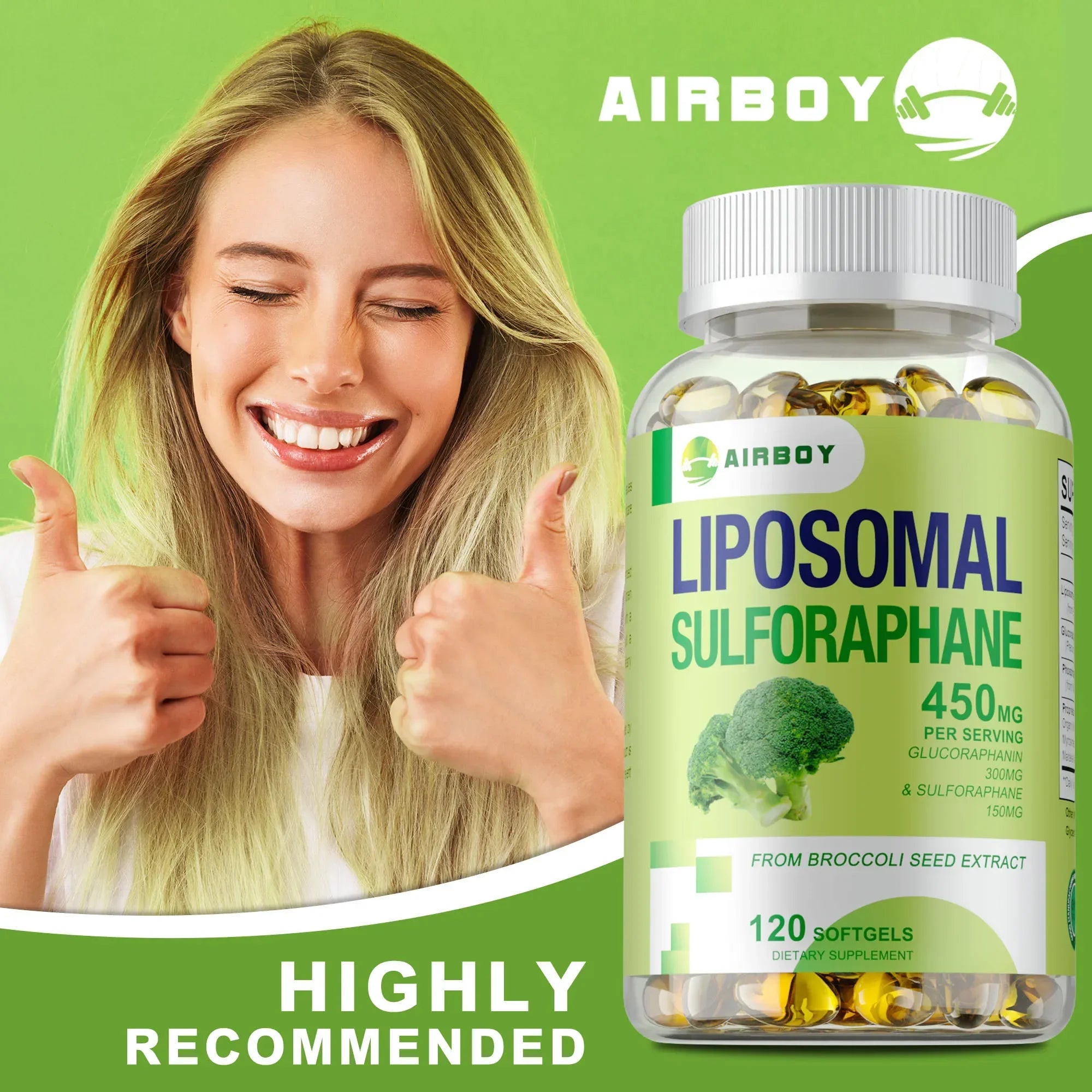 Liposomal Sulforaphane Supplement with Broccoli Seed Extract & Myrosinase – Antioxidant Support for Liver, Brain, Heart, Immune & Cellular Health