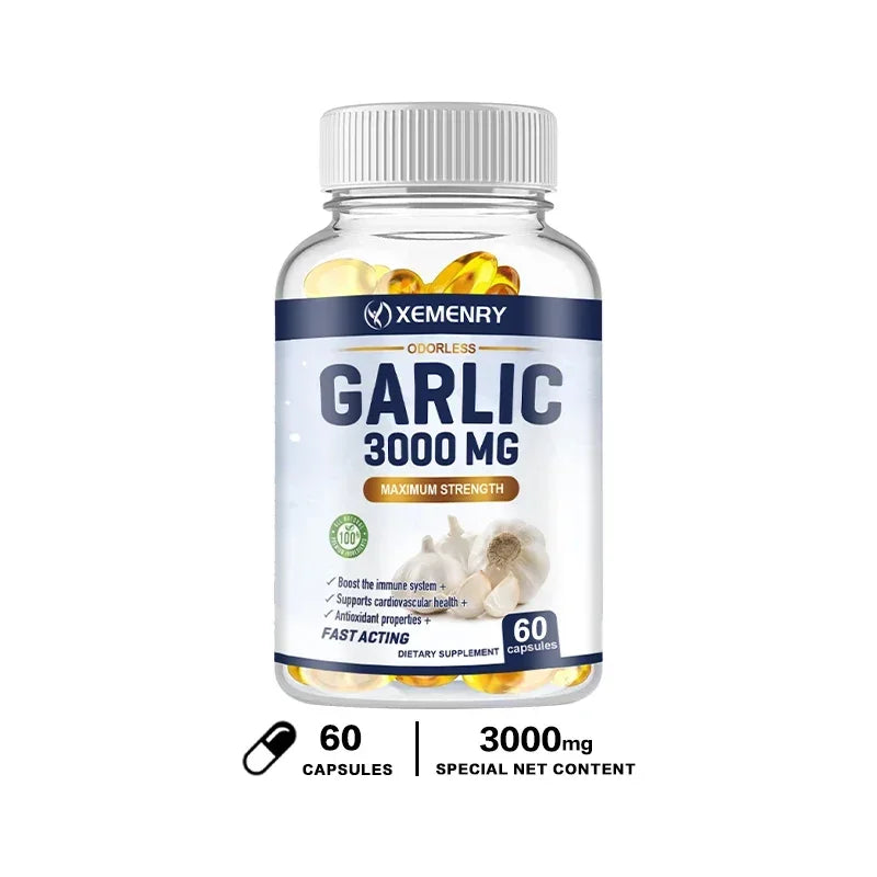 XEMENRY Odorless Garlic Capsules – Daily Heart, Immune & Cardiovascular Health Support
