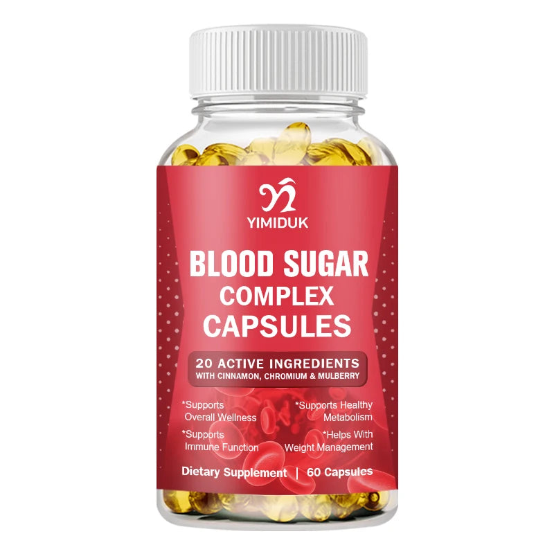 Yimiduk Blood Sugar Support Capsules with Cinnamon, Chromium & Mulberry | Metabolic & Immune Health Supplement | 60/120 Capsules