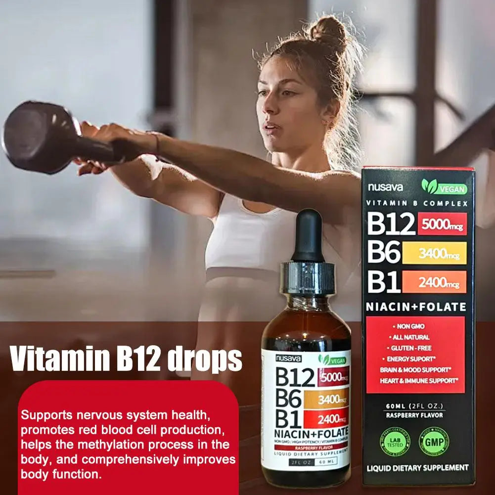 BIYODE Vitamin B12 B6 & B1 Liquid Drops – Triple Absorption Energy & Nervous System Support