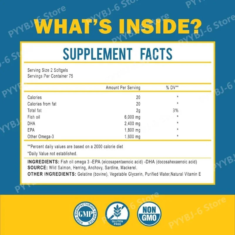 Omega-3 Fish Oil Softgels – EPA & DHA Supplement for Adults, Daily Wellness Support, 150 Softgels