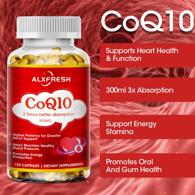 ALXFRESH CoQ10 300mg Capsules – Cellular Energy & Heart Health Daily Supplement