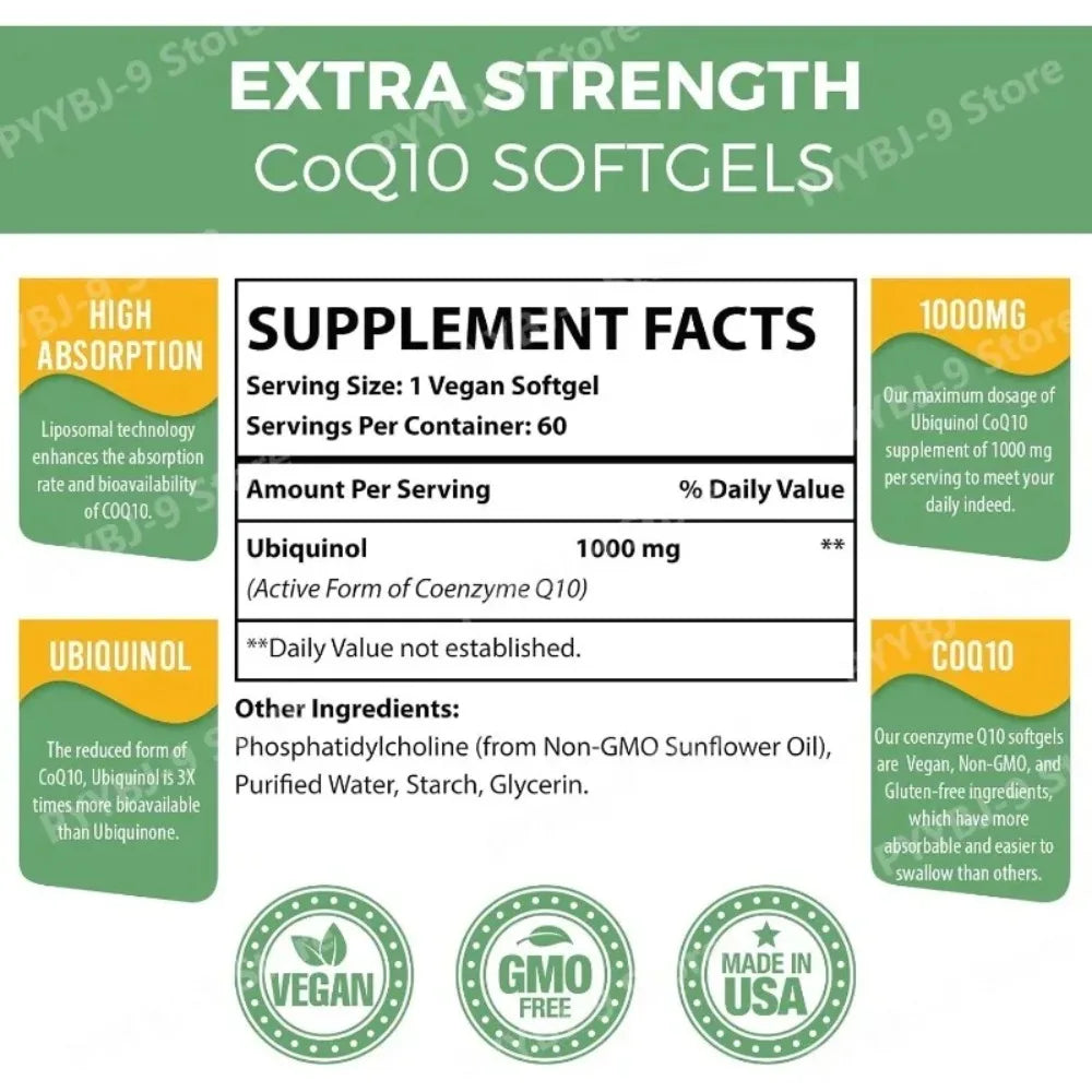 CoQ10 Ubiquinol Softgels – Coenzyme Q10 Supplement, 60 Count