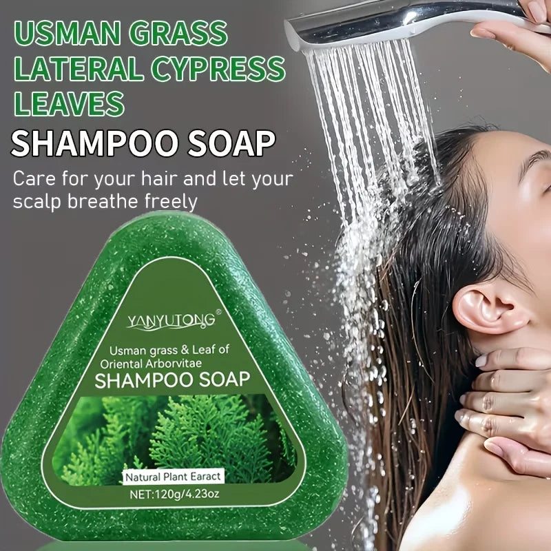 Usman Grass & Platycladus Herbal Shampoo Bar – Natural Shampoo Soap for Healthy Hair & Scalp Care 120g